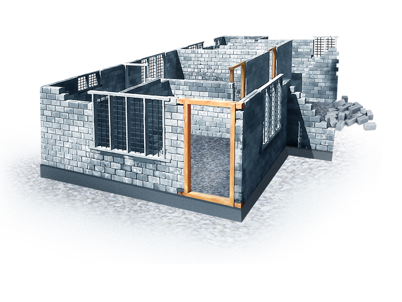 House made from Cement Interlock Bricks